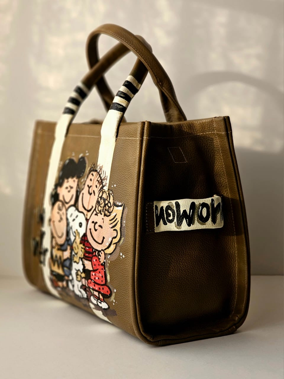 Leather Tote Bag Olive X Snoopy