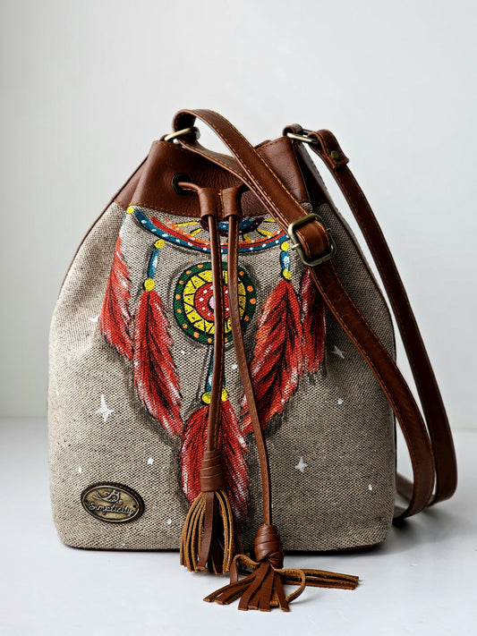 Fabric Bucket Beige X Dream Catcher