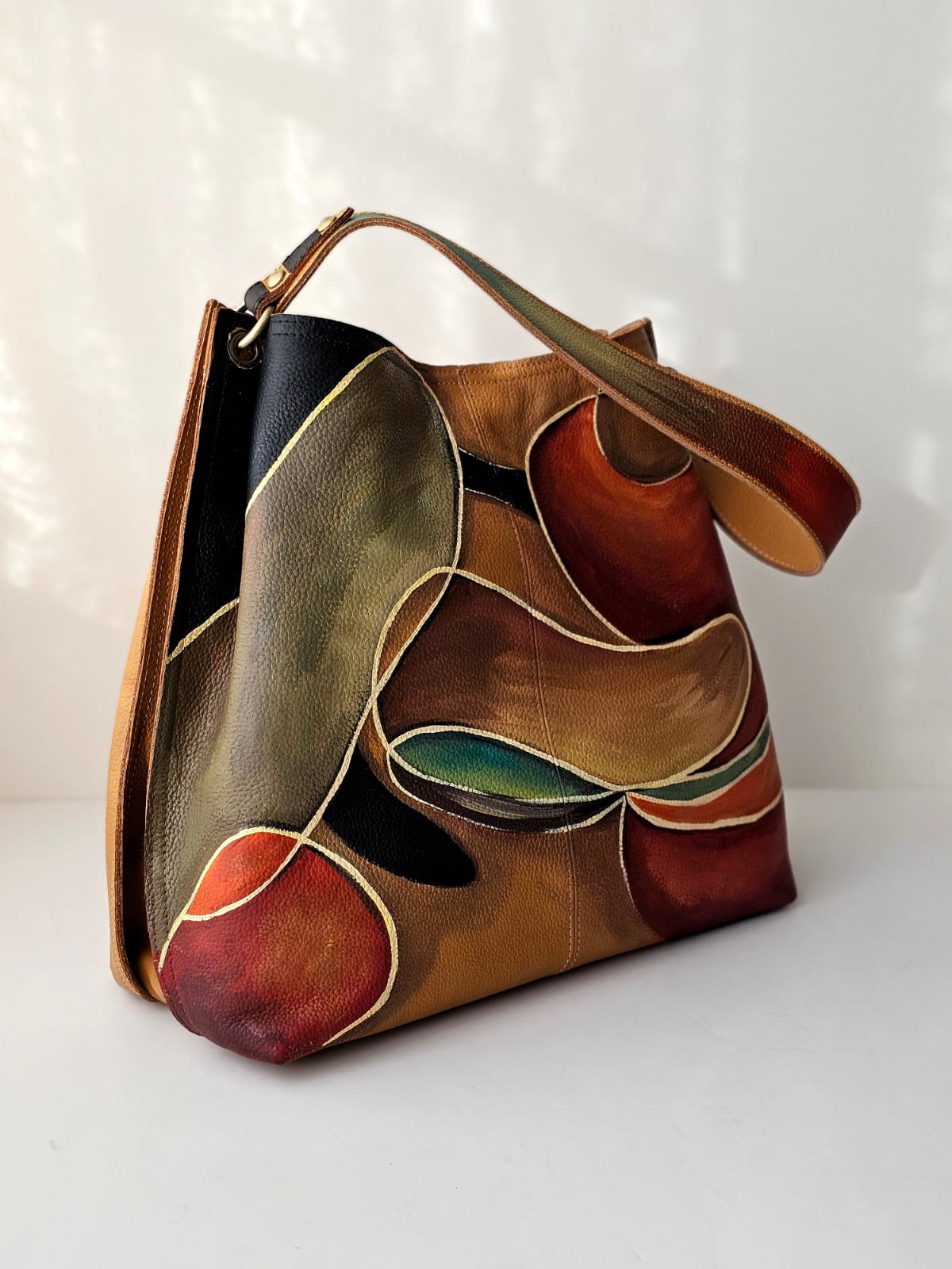 Large Leather Bag Olive X Colors