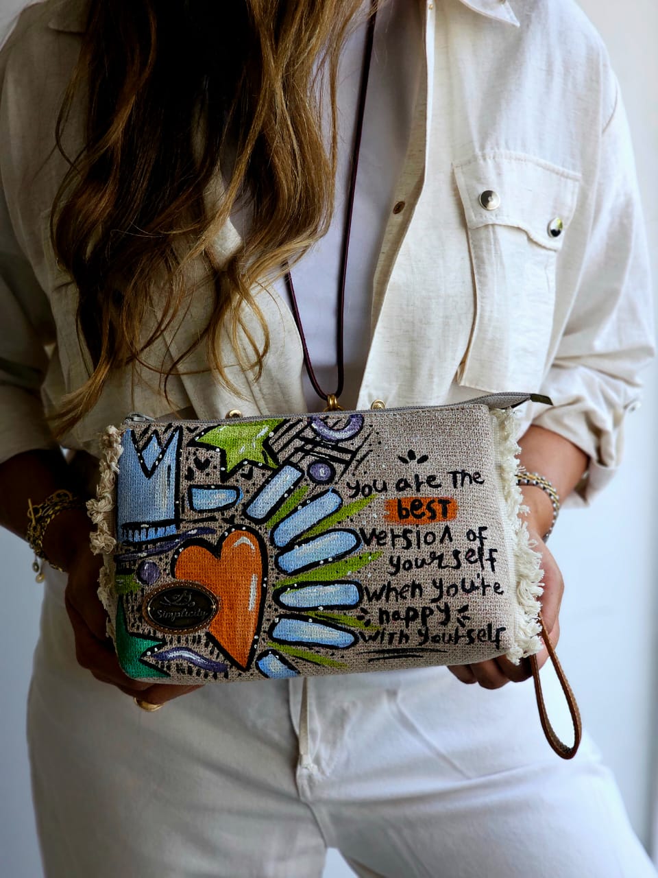 Cross Bag Orange Heart Design