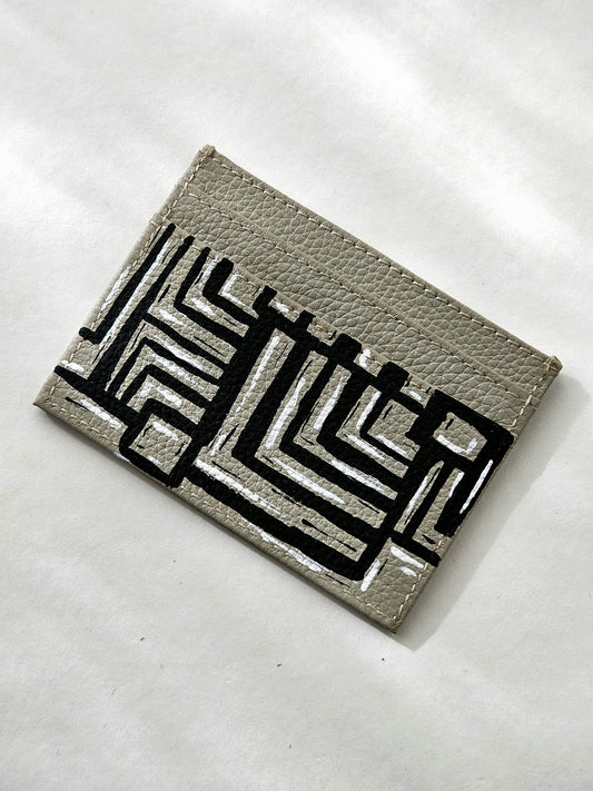 Card Holder Beige X Geo Lines