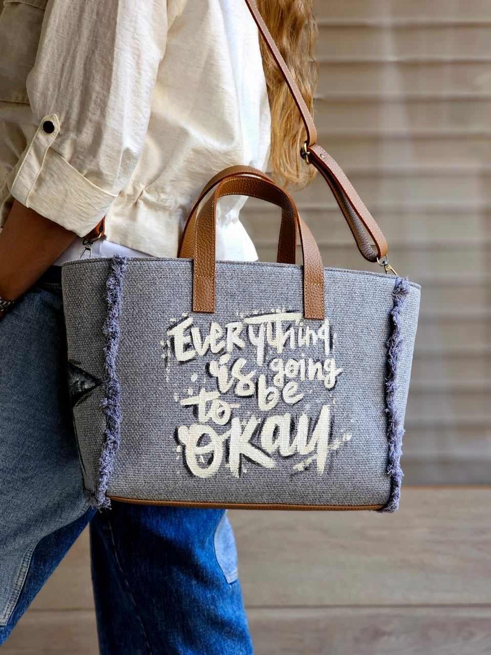 Grey Tote Bag X Everything will be Ok