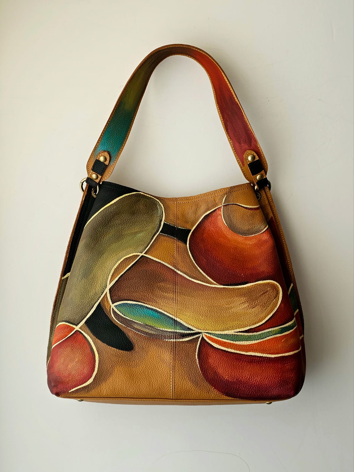 Large Leather Bag Olive X Colors