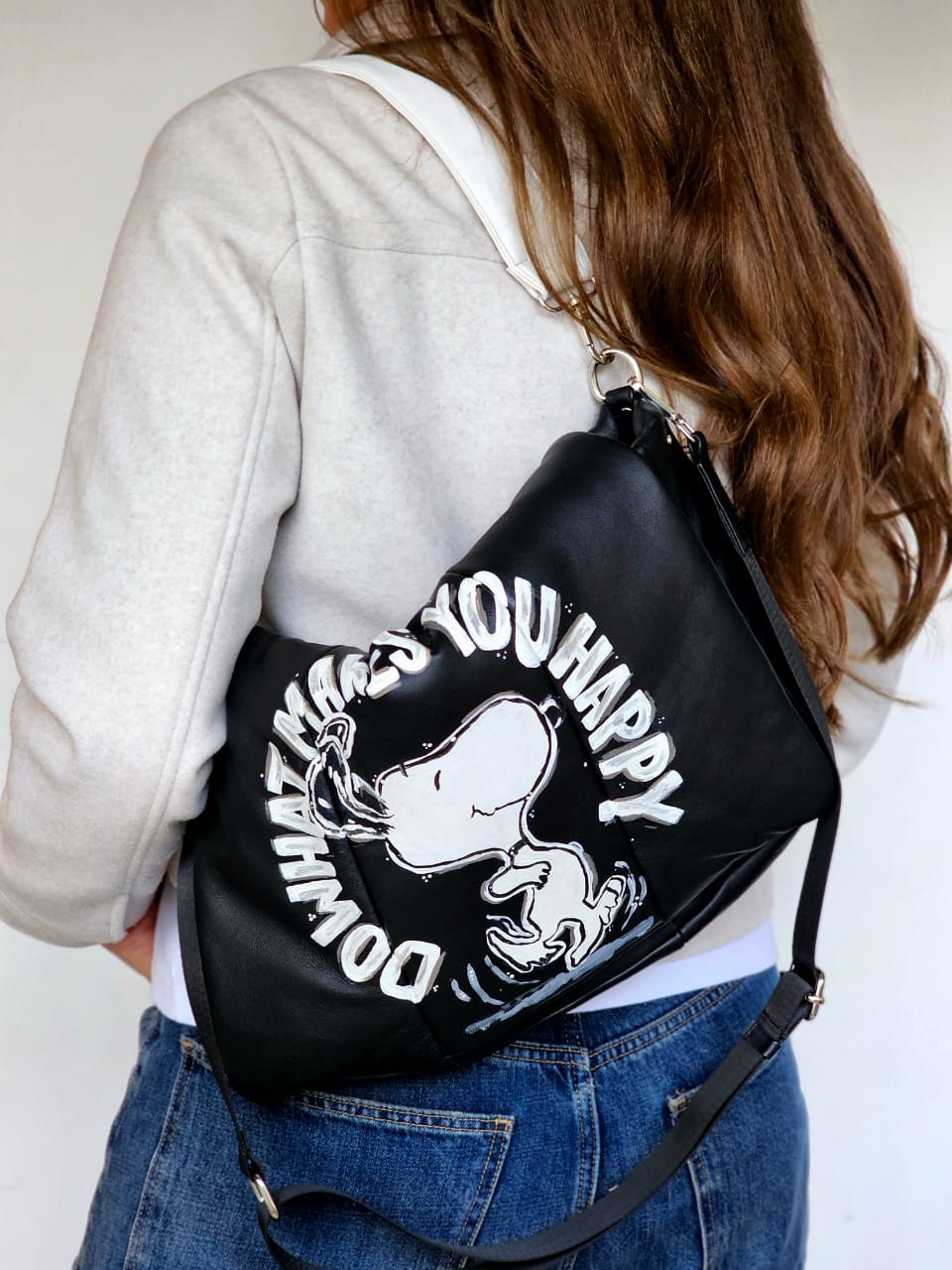 Bold Leather Black X White Snoopy