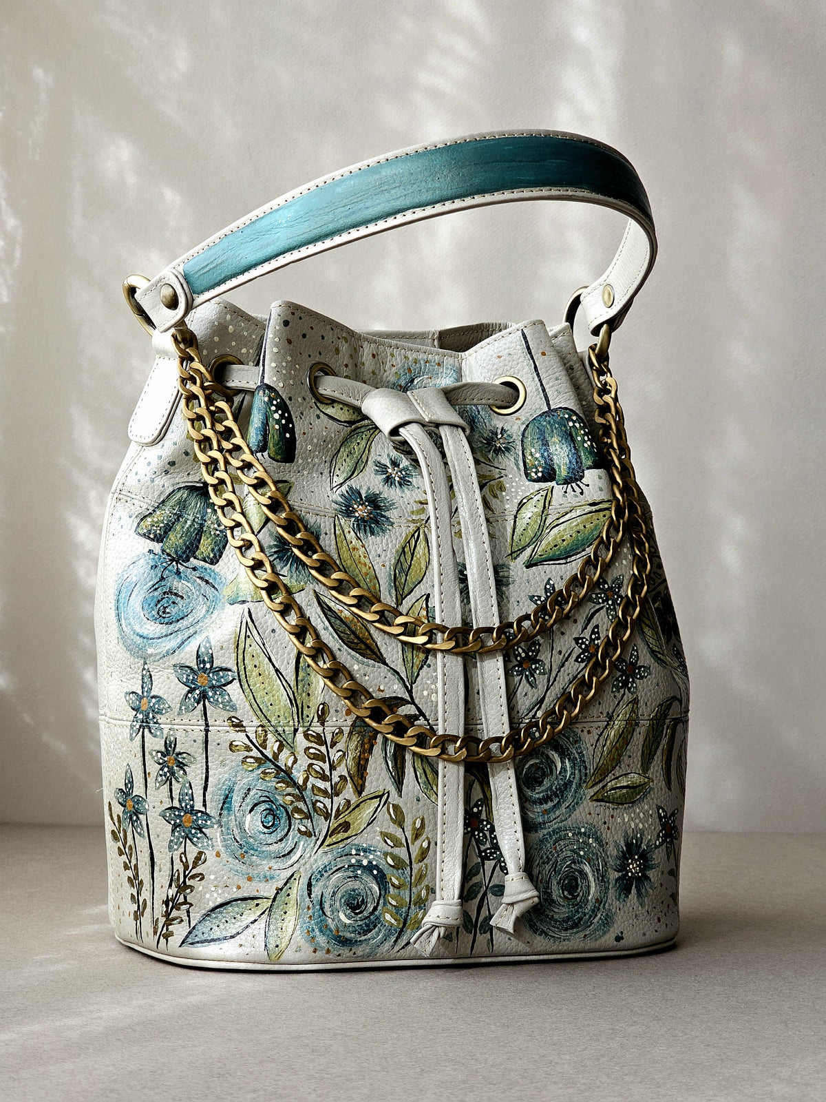 Leather Bucket X Blue Meadow