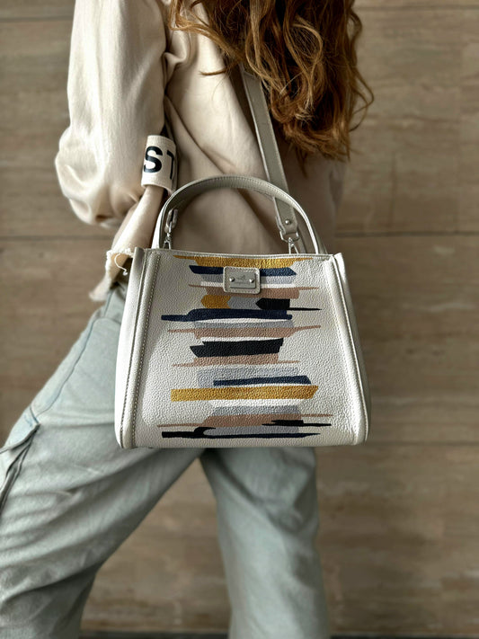 Leather Cross Bag Beige #1