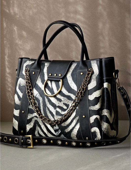 Leather Bag with Ring X Zebra Chic