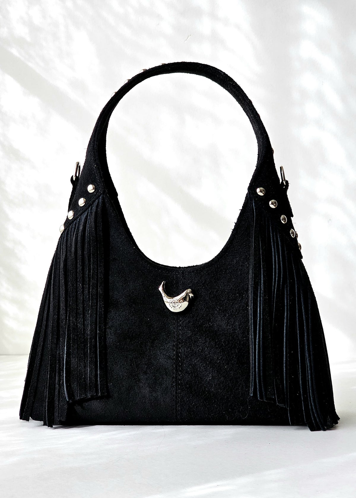 Black Mini Fringe Chamois Bag