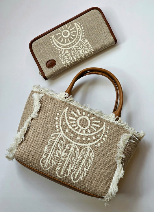 Mini Tote Bag + Wallet White Dream Catcher