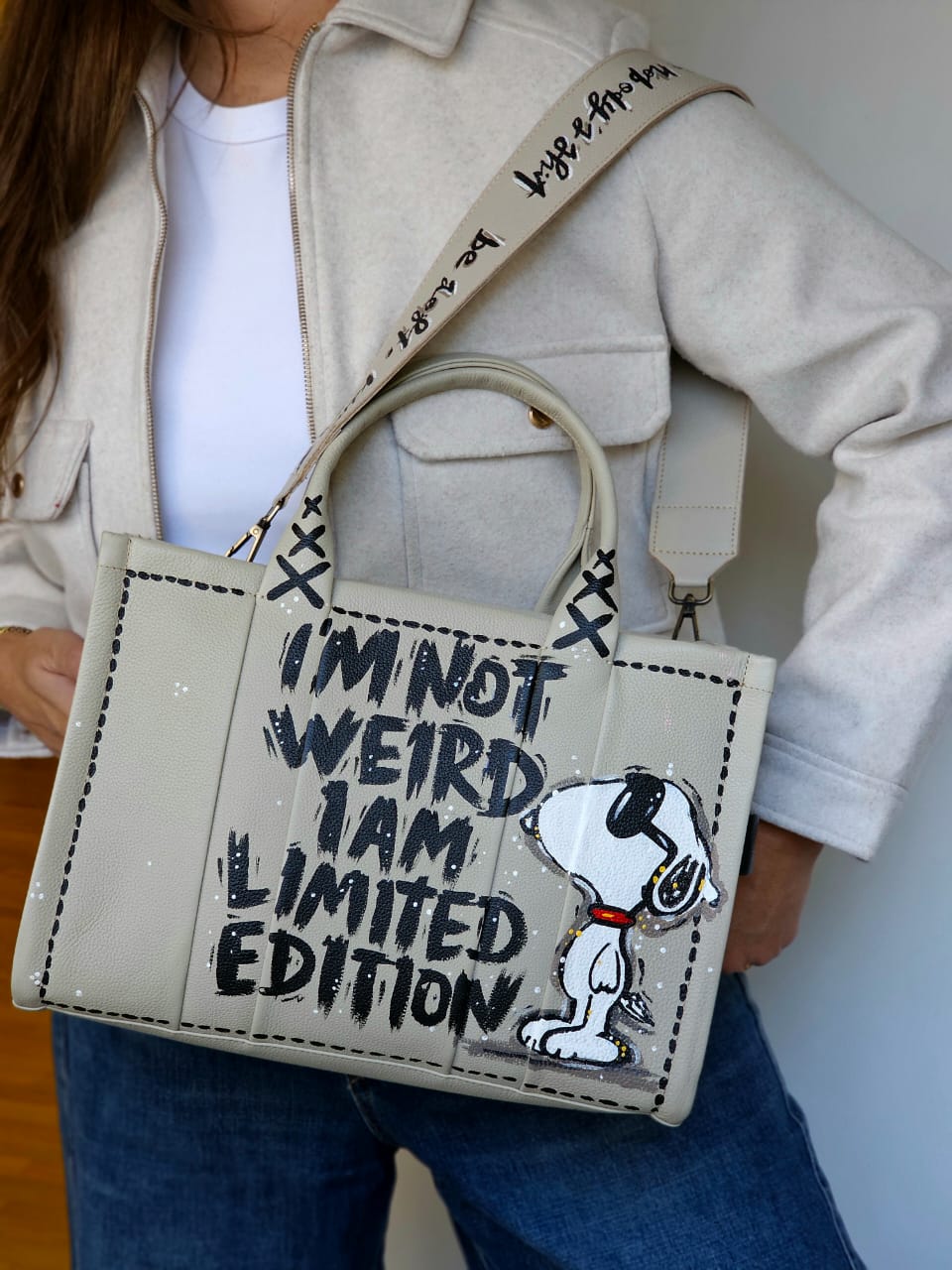 Leather Tote Bag Beige X I’m Not Weird