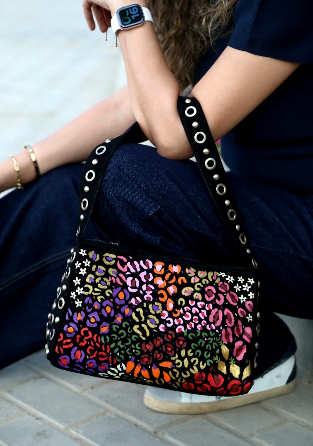 Chamois Studded Shoulder Bags