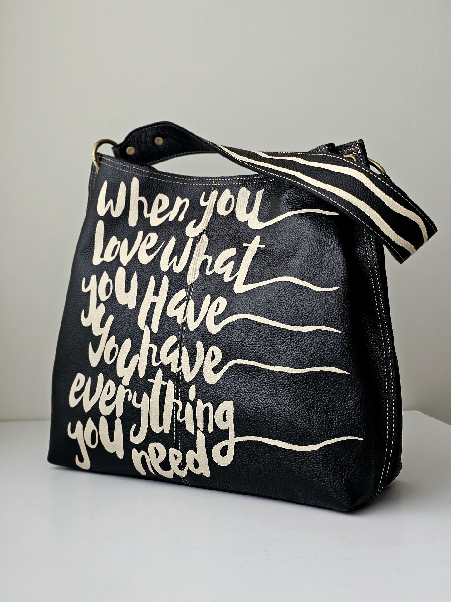 Large Leather Bag Black X Love What You Have