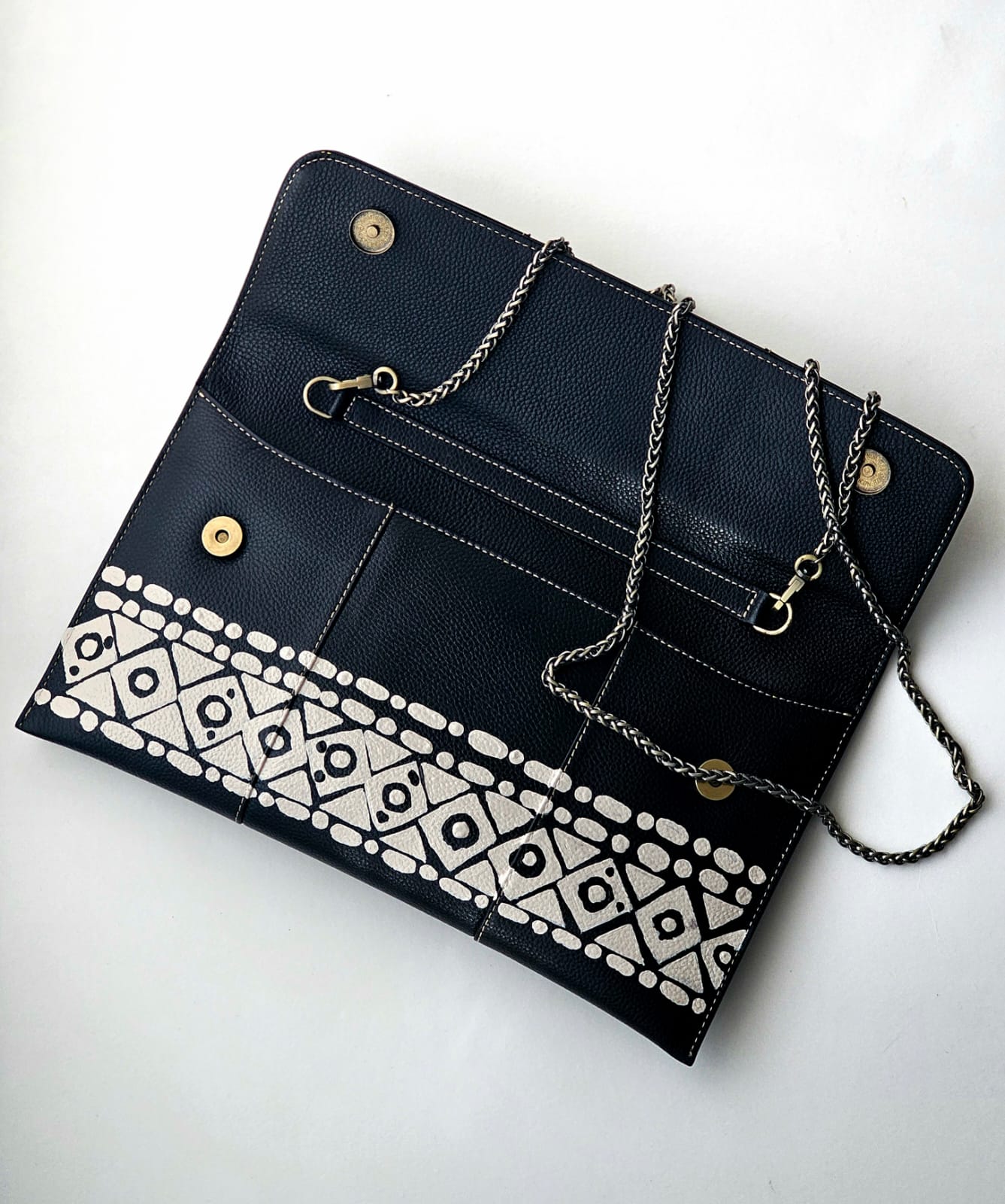 Leather Envelope Black Base X White