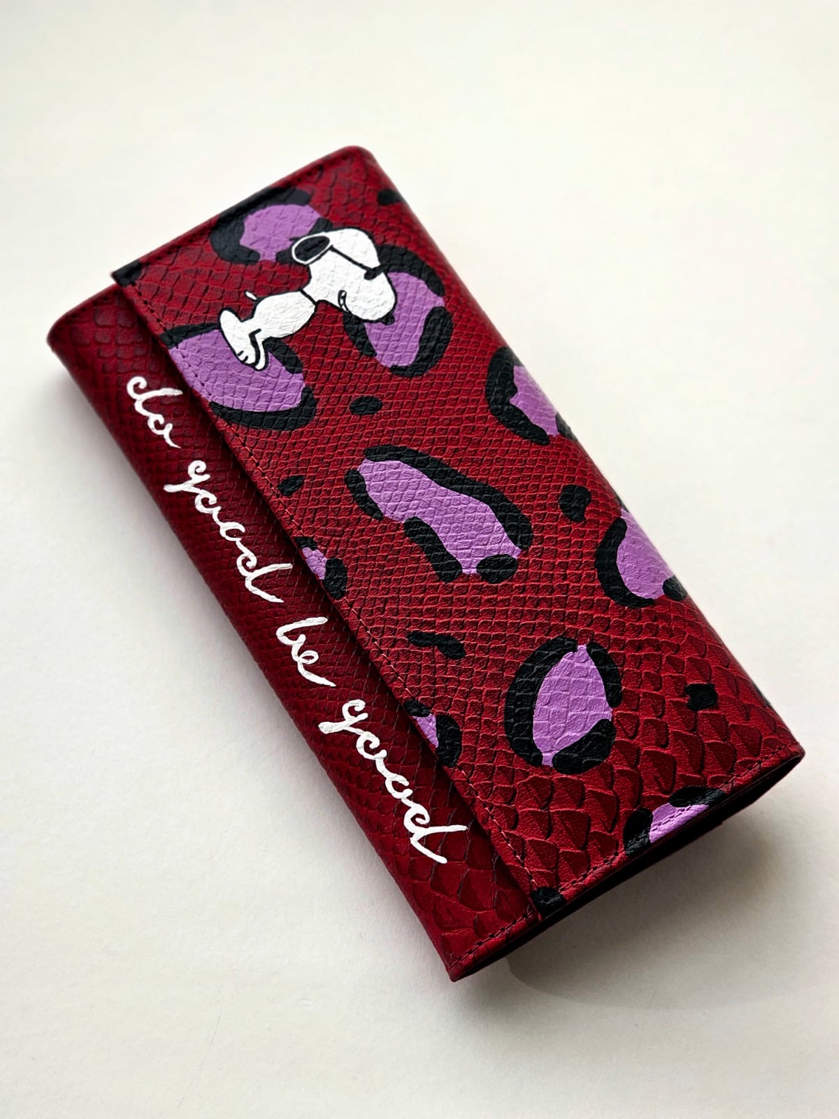 Leather Wallet Red Base X Snoopy