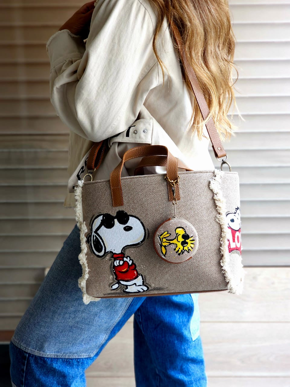 Beige Tote Bag X Snoopy