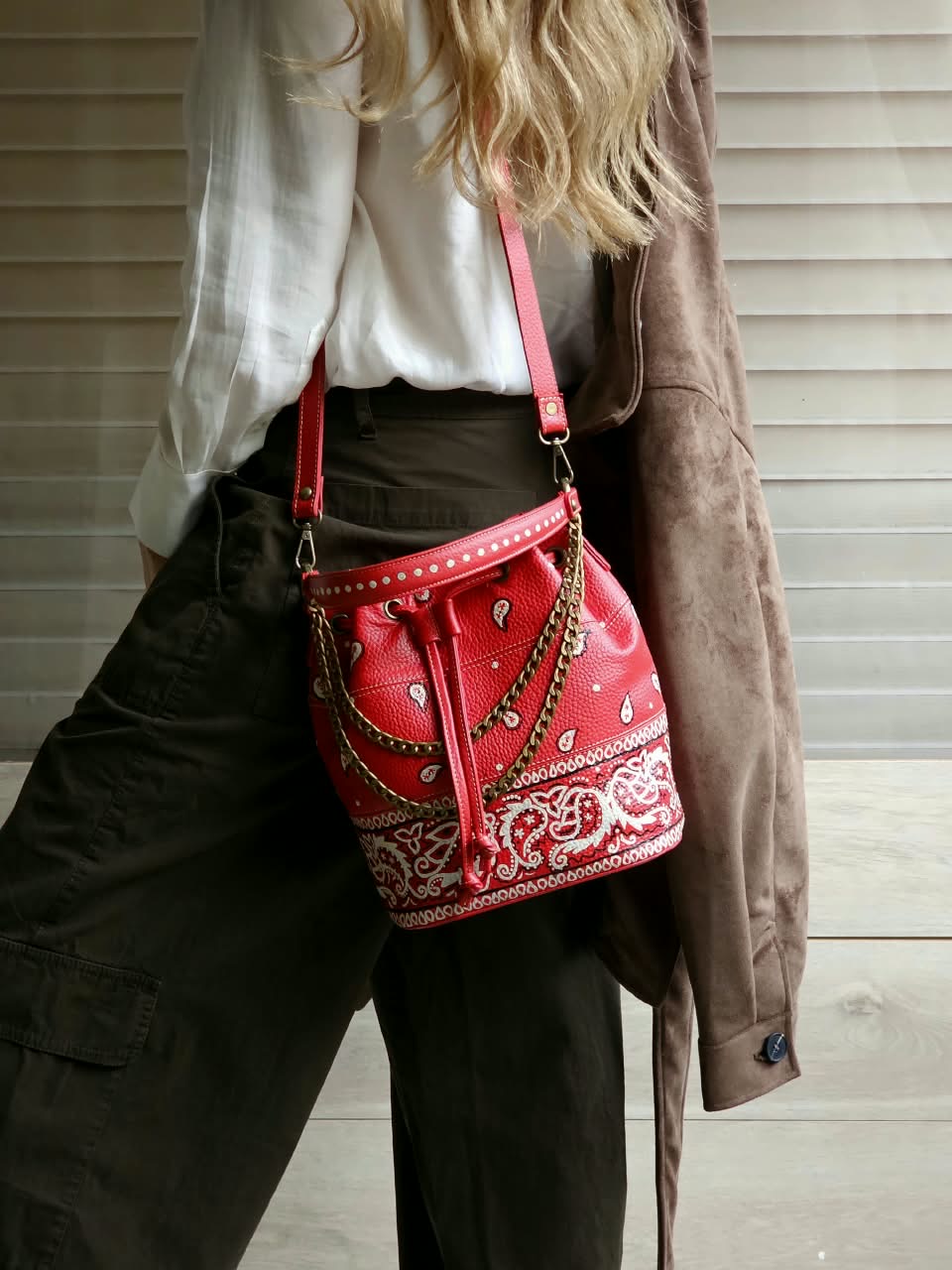 Leather Bucket X Ruby Bandana