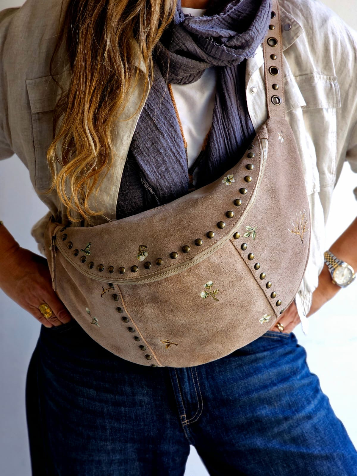 Chamois Bumbag X Elegant Flowers