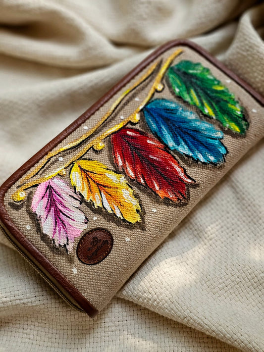 Fabric Wallets Colorful Feathers