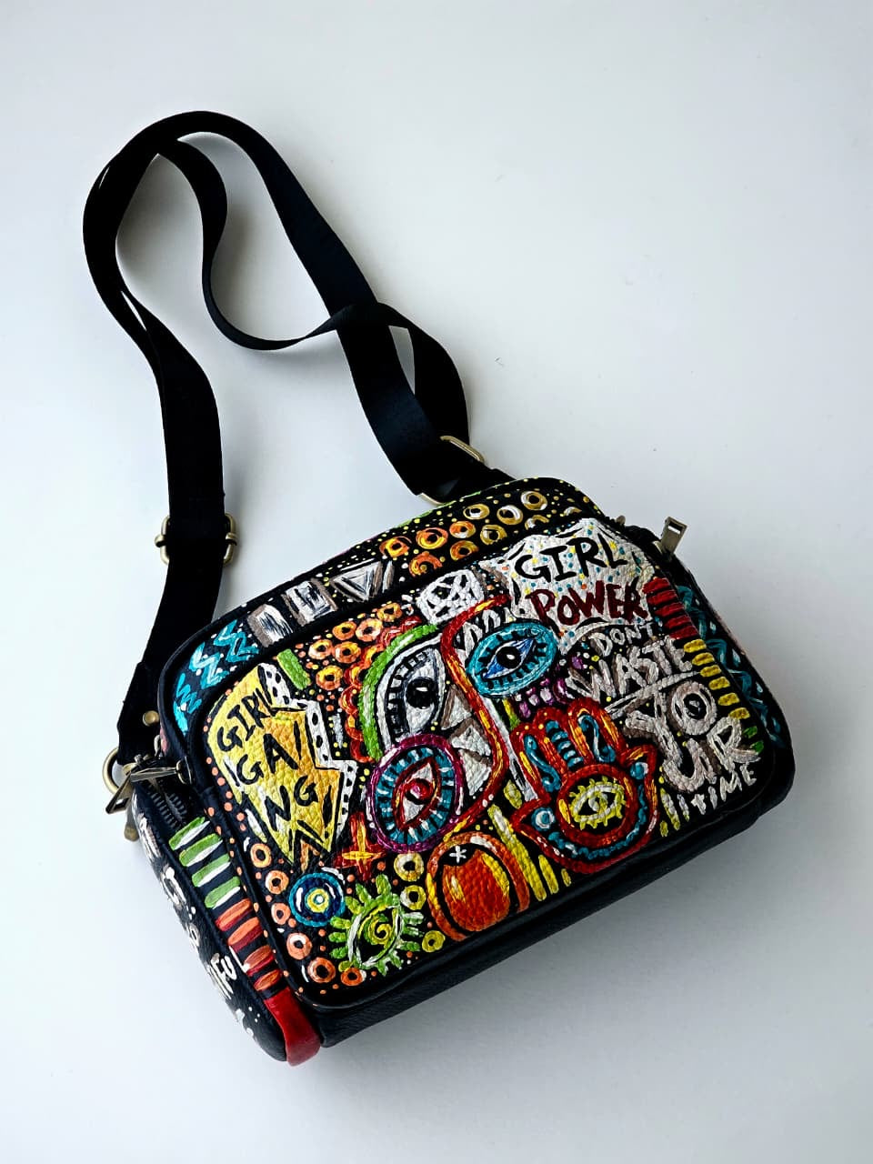 Leather Cross Bag Black X Girl Power