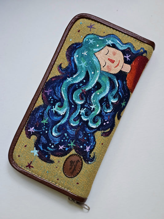 Fabric Wallets Girl With Blue Hair