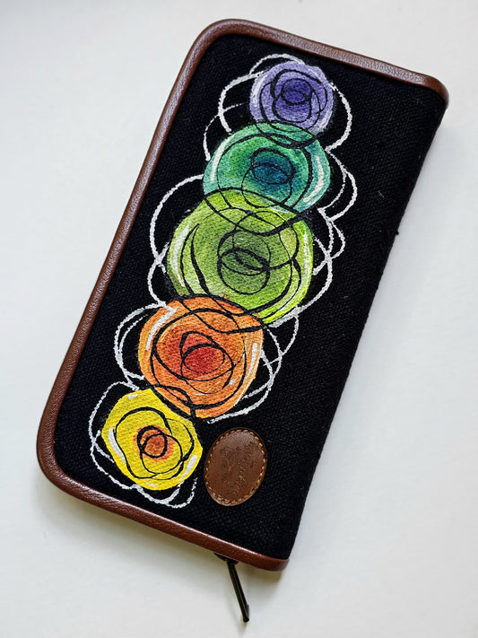 Fabric Wallets Black X Circles