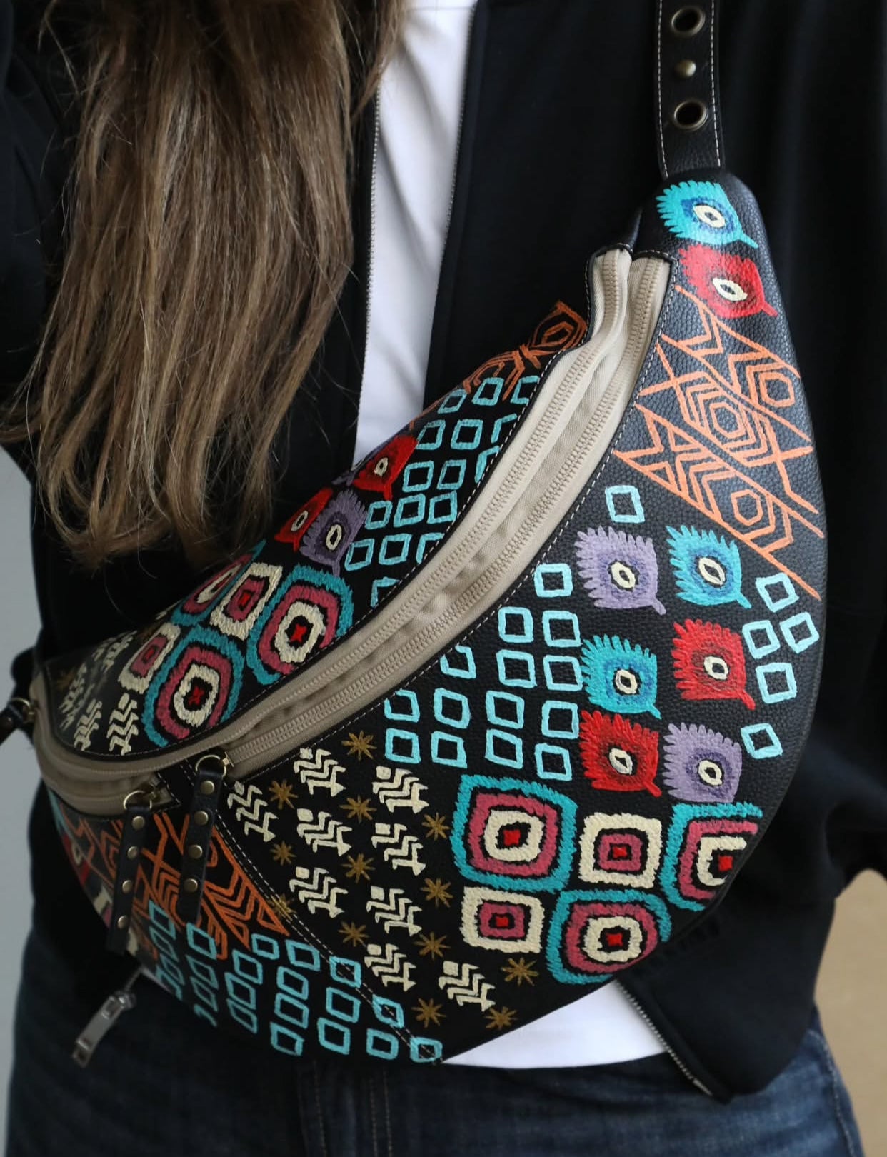 Leather Bumbag Black X Pop Art