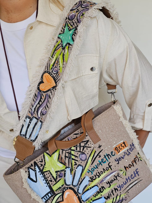 Beige Tote Bag with Handle