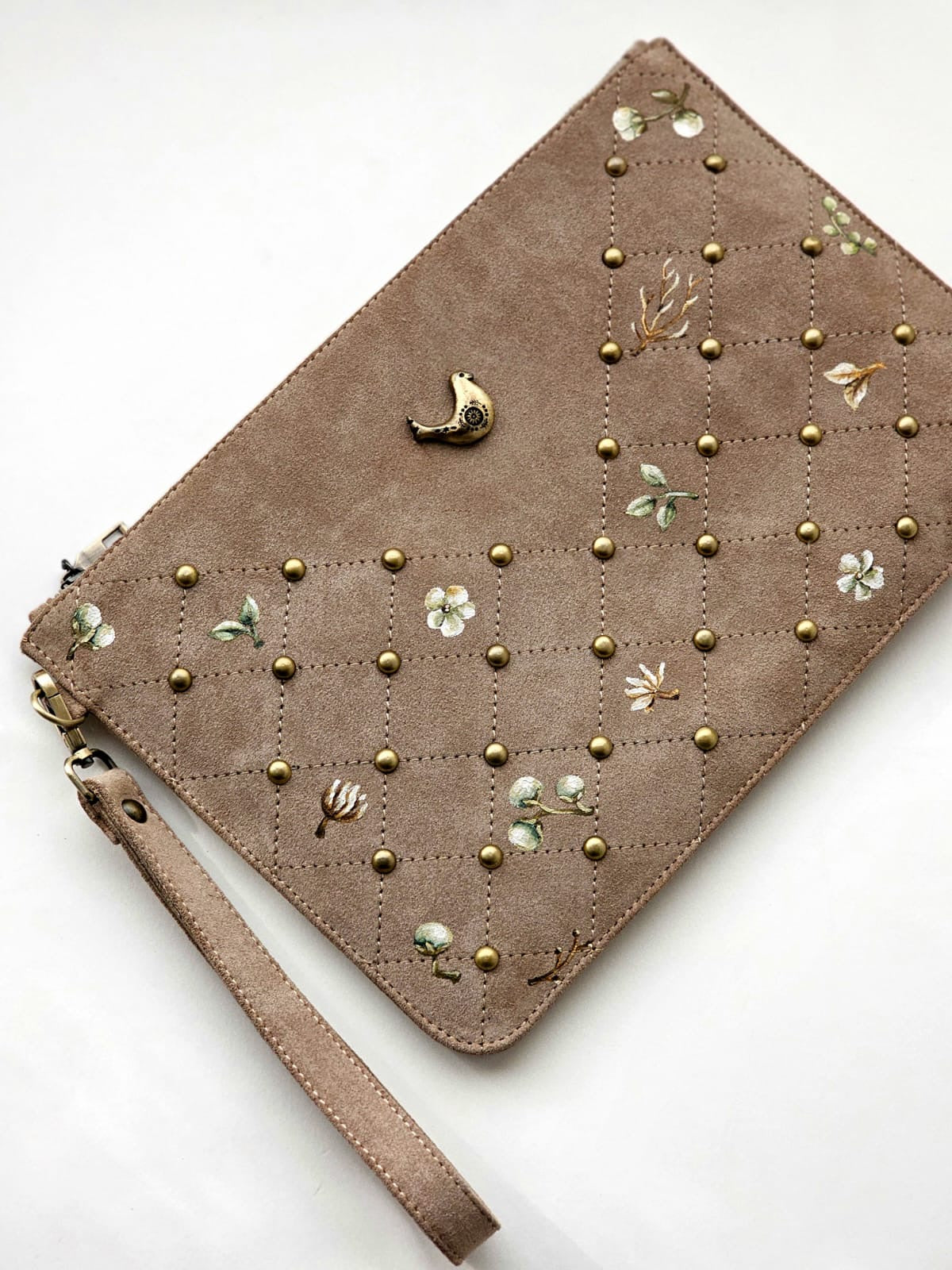 Chamois Beige Clutch with Studs