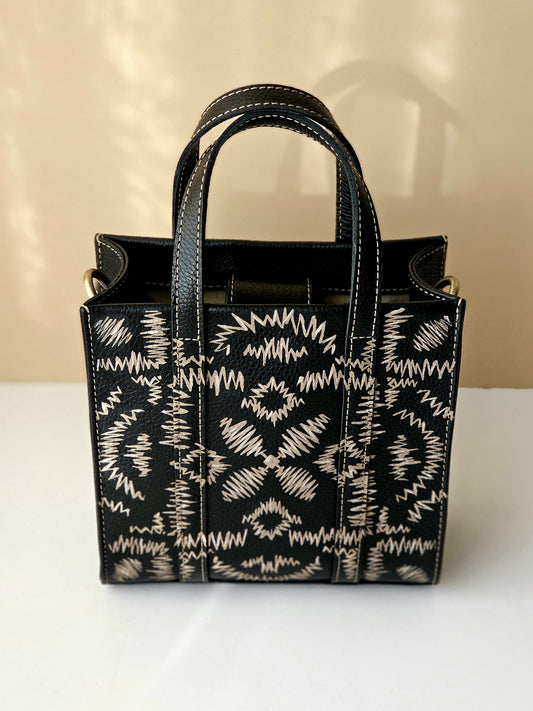 Mini Tote Bag Black Base X Beige
