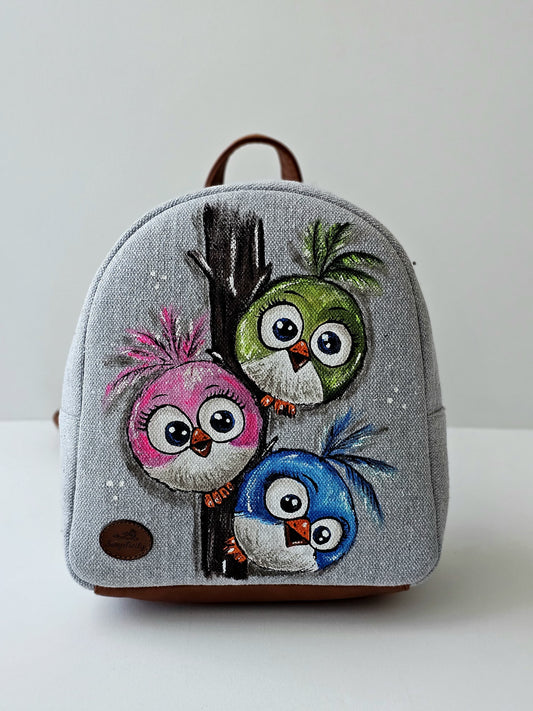 Fabric Mini Backpack Three Birds