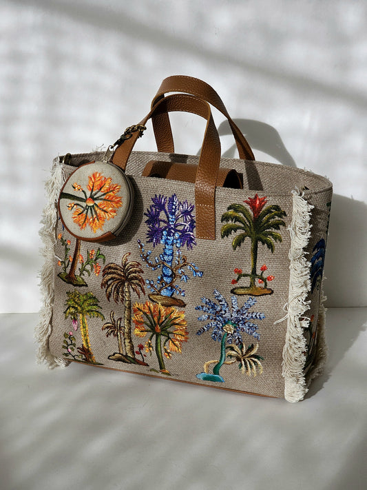 Beige Tote Bag X Tropical Vibes