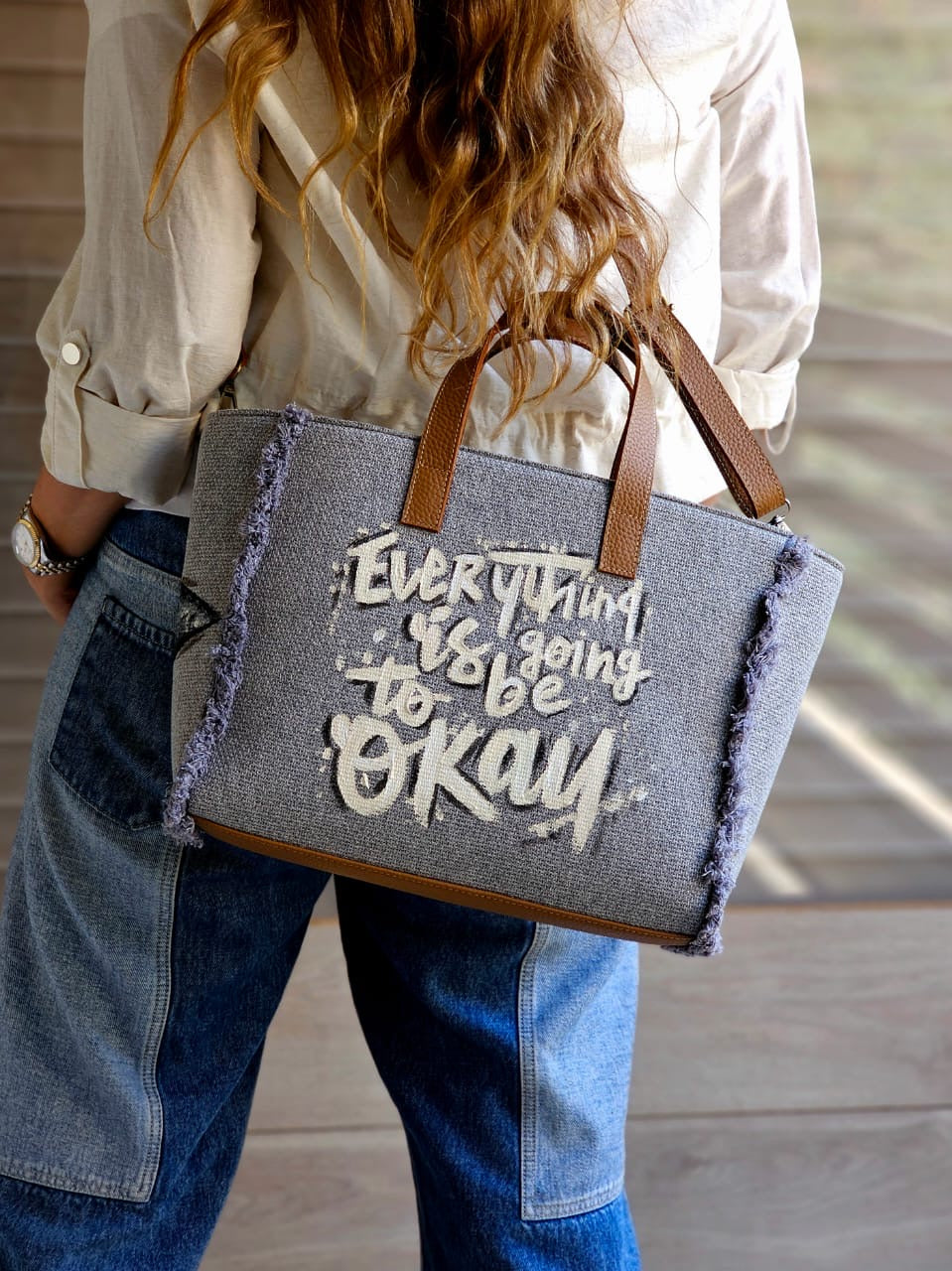 Grey Tote Bag X Everything will be Ok