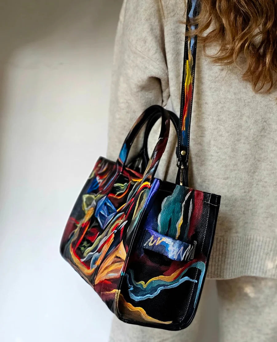 Large Tote Bag Black X Multi Color