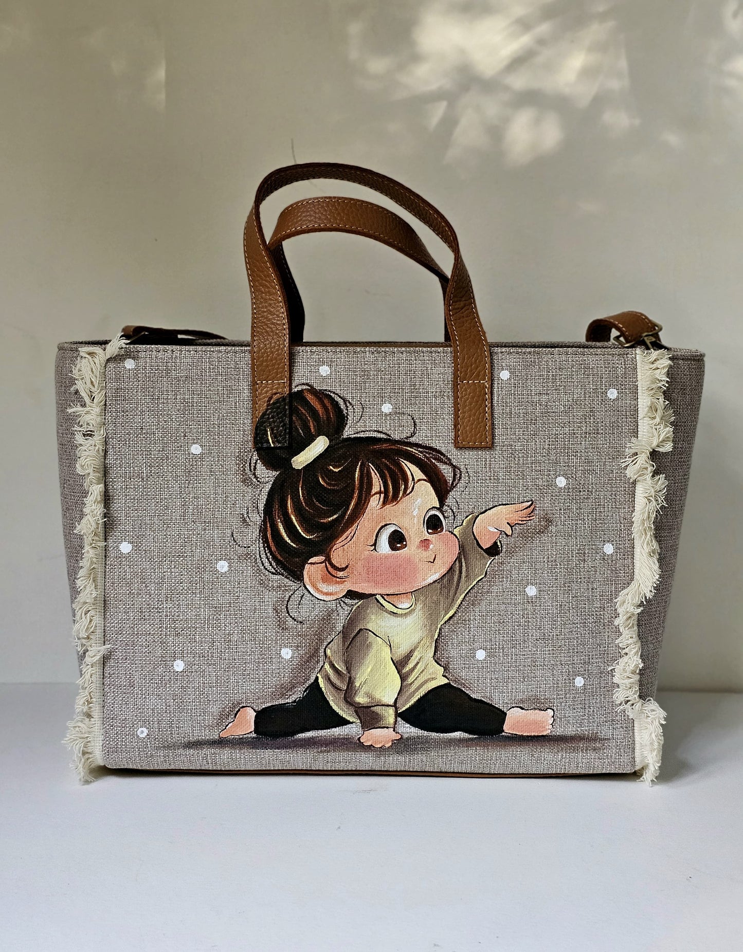 Beige Tote Bag Little Girl