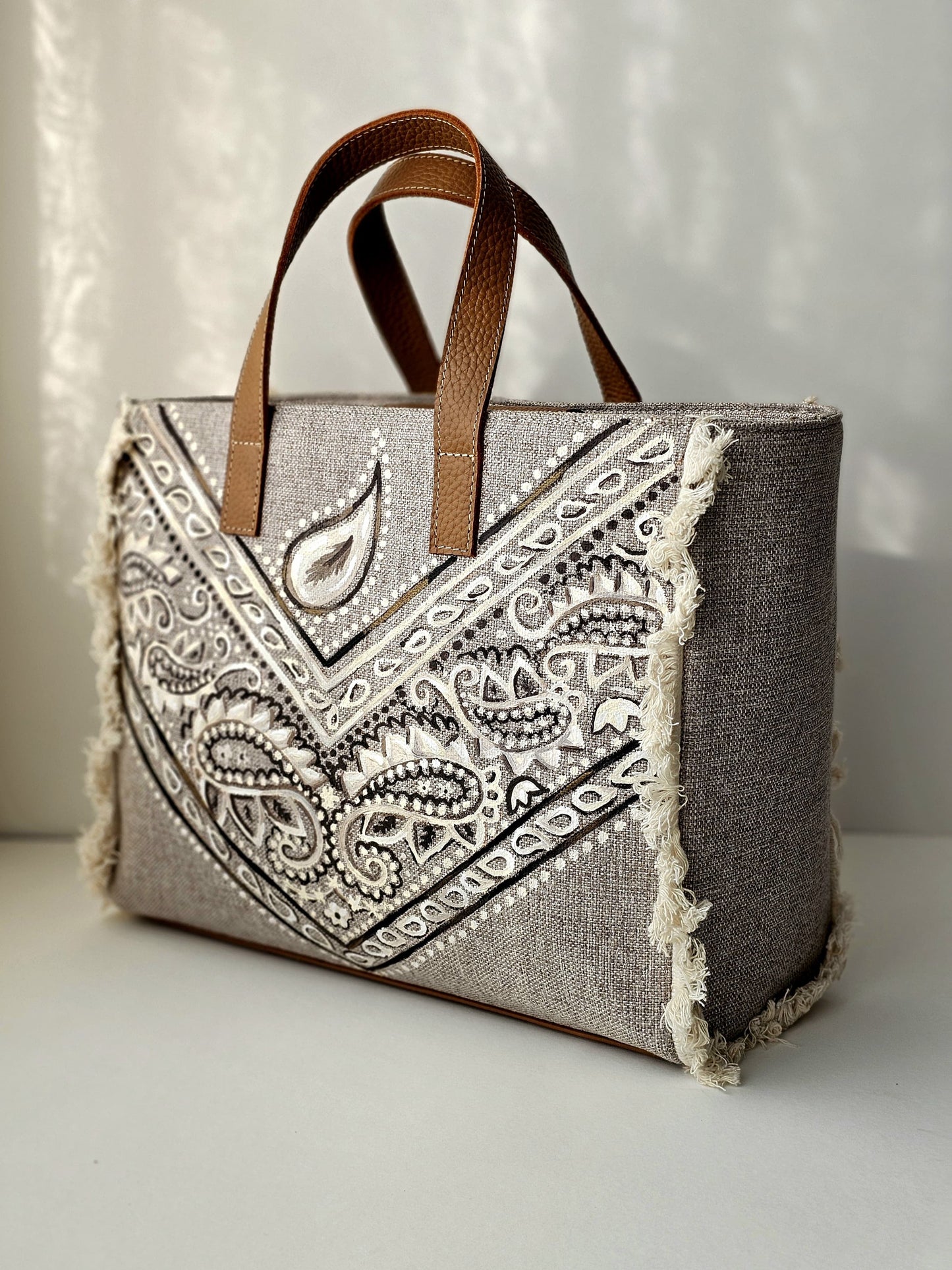 Beige Tote Bag Bandana Design
