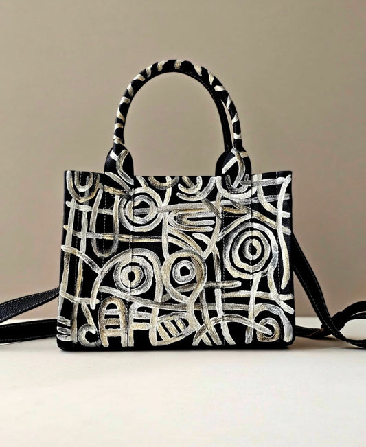Medium Tote Bag Black X Circles