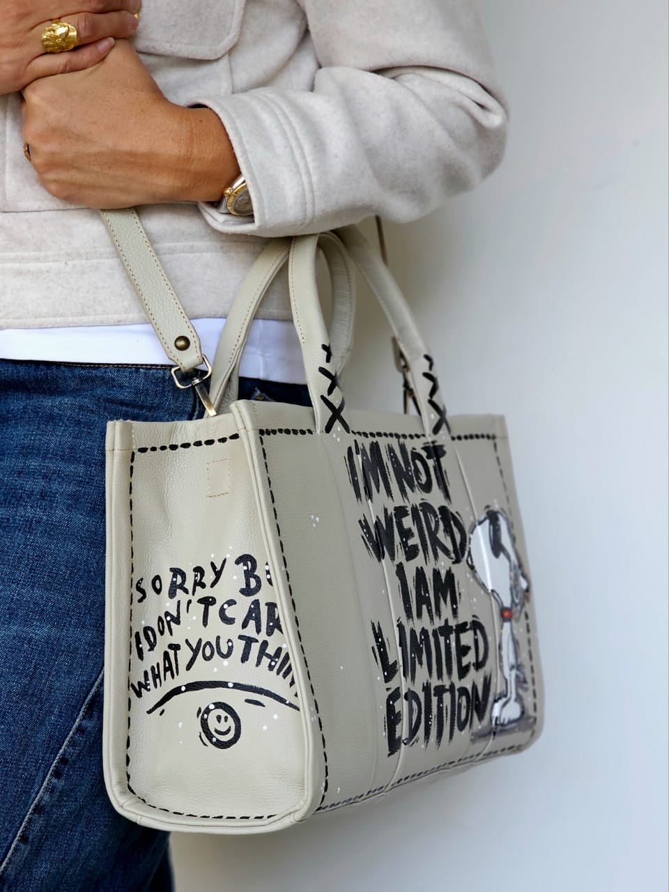 Leather Tote Bag Beige X I’m Not Weird