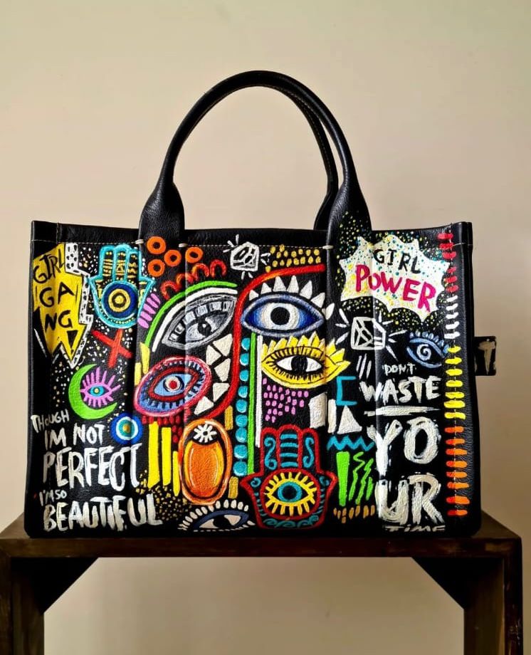 Large Tote Bag Black X Colors