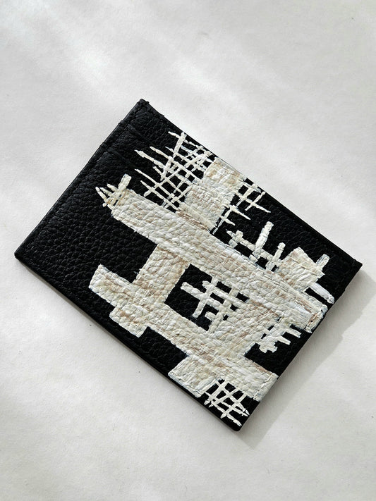 Card Holder Black X White Grid