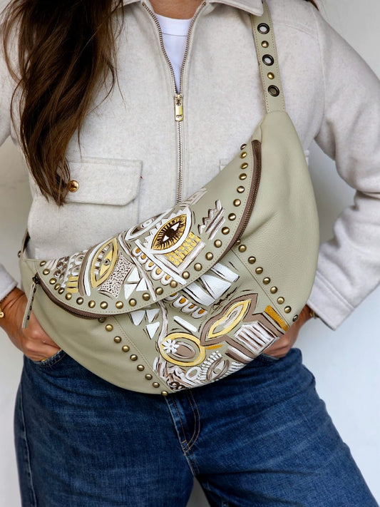 Leather Bumbag Beige X Yellow