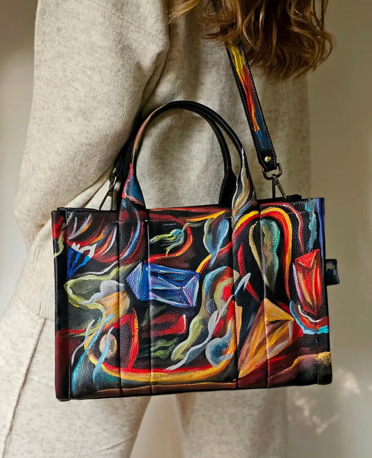 Large Tote Bag Black X Multi Color