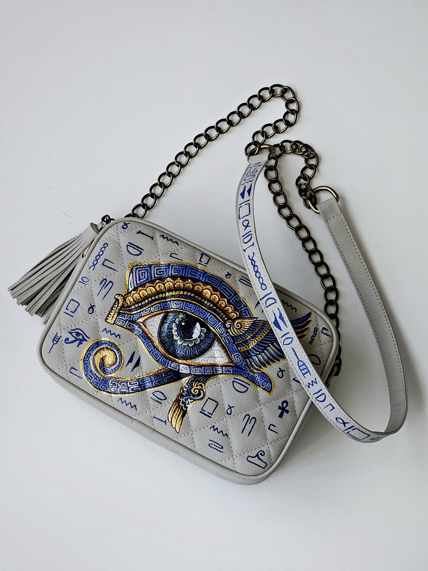Leather Cross Bag Beige X Pharoic Eye