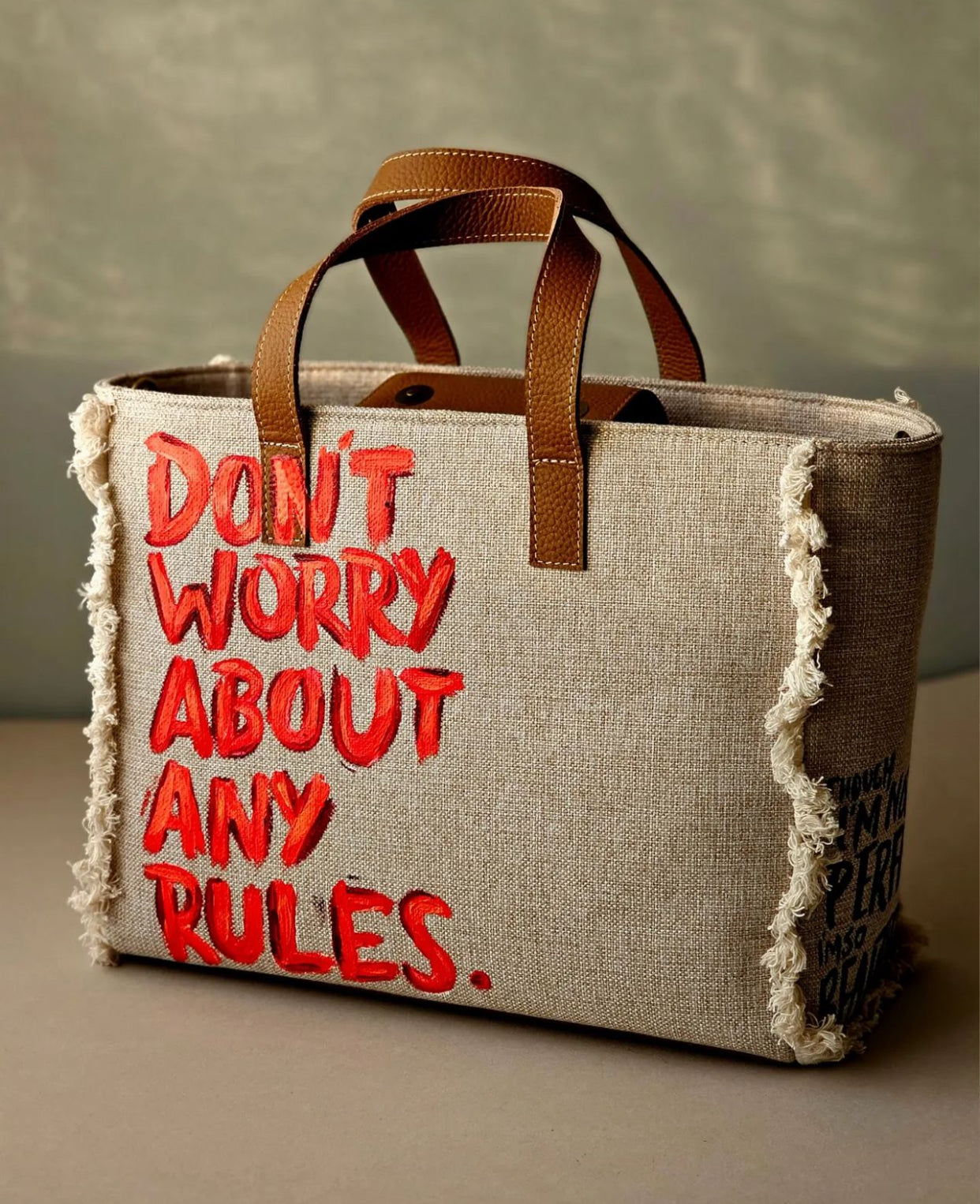 Beige Tote Bag Orange Star