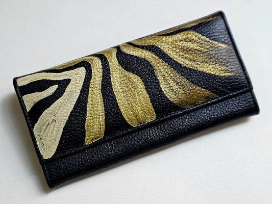 Leather Wallet Black Base Golden