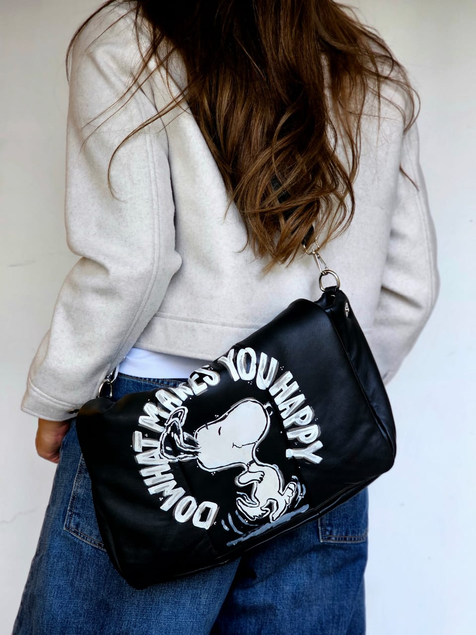 Bold Leather Black X White Snoopy