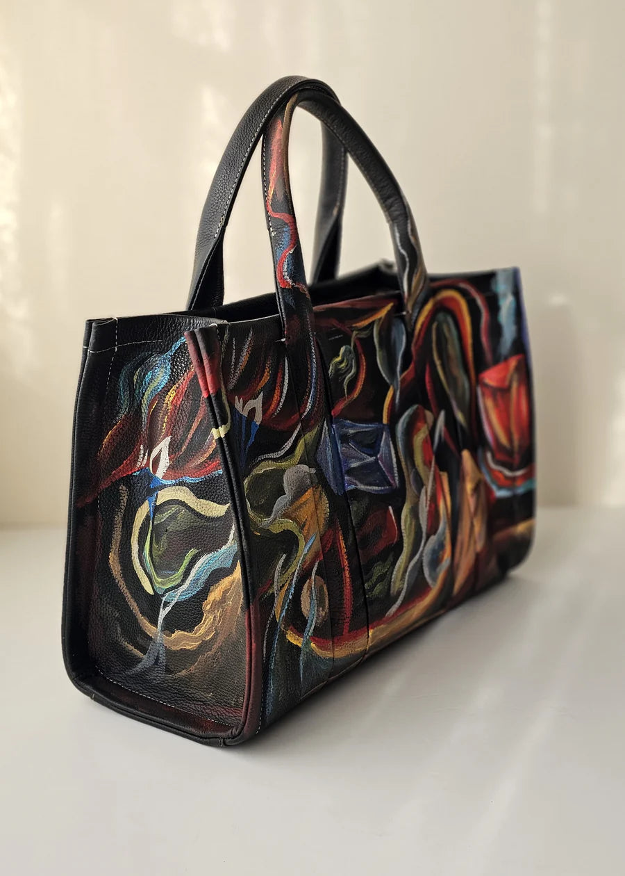 Large Tote Bag Black X Multi Color
