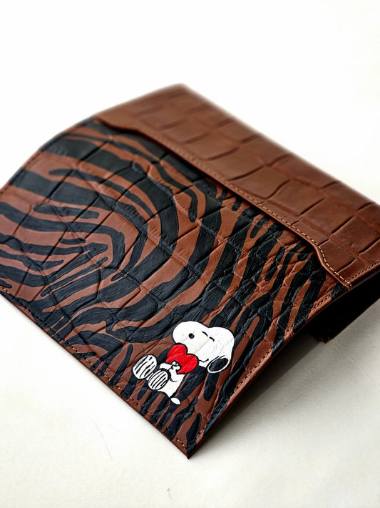 Leather Wallet Brown Base X Snoopy