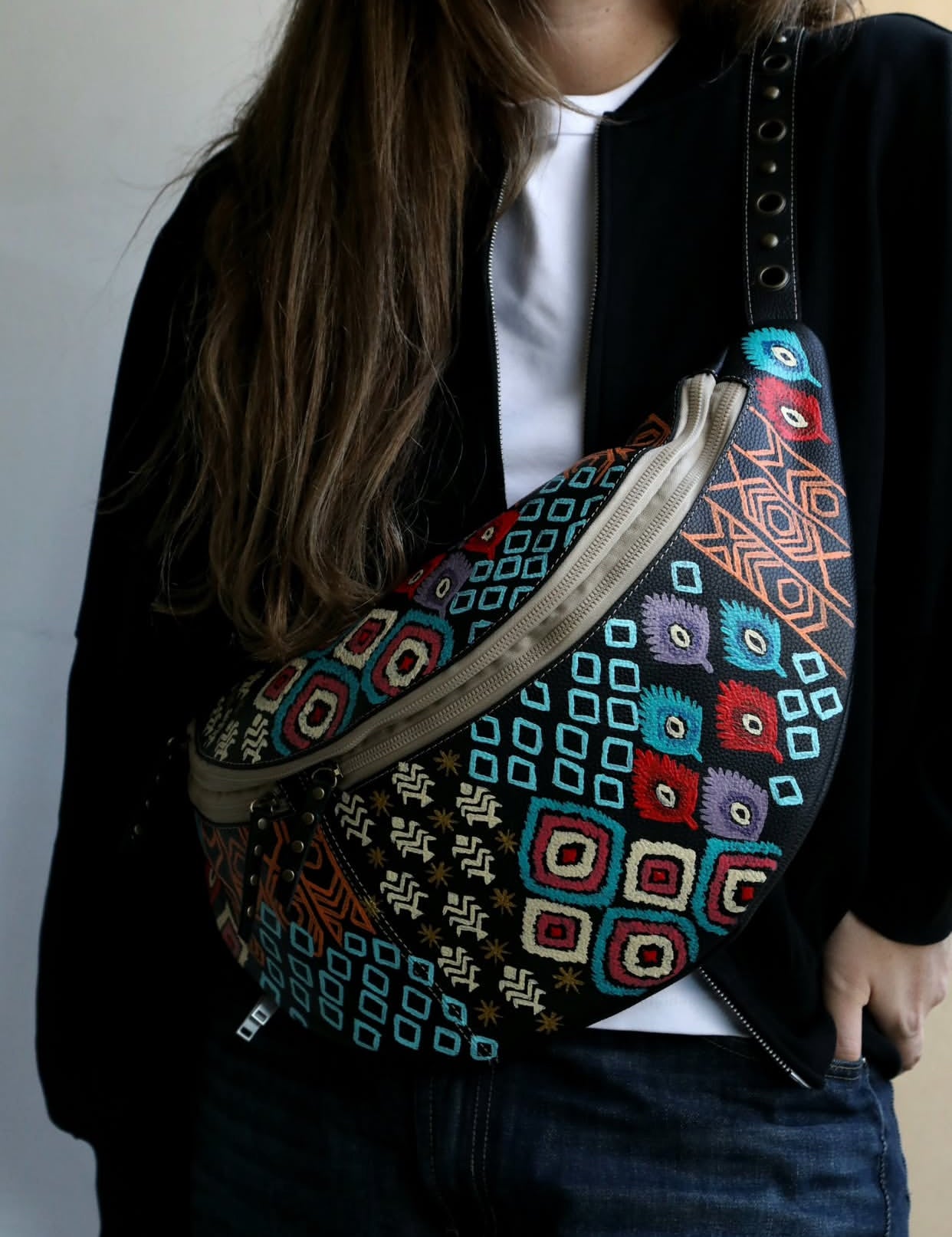 Leather Bumbag Black X Pop Art