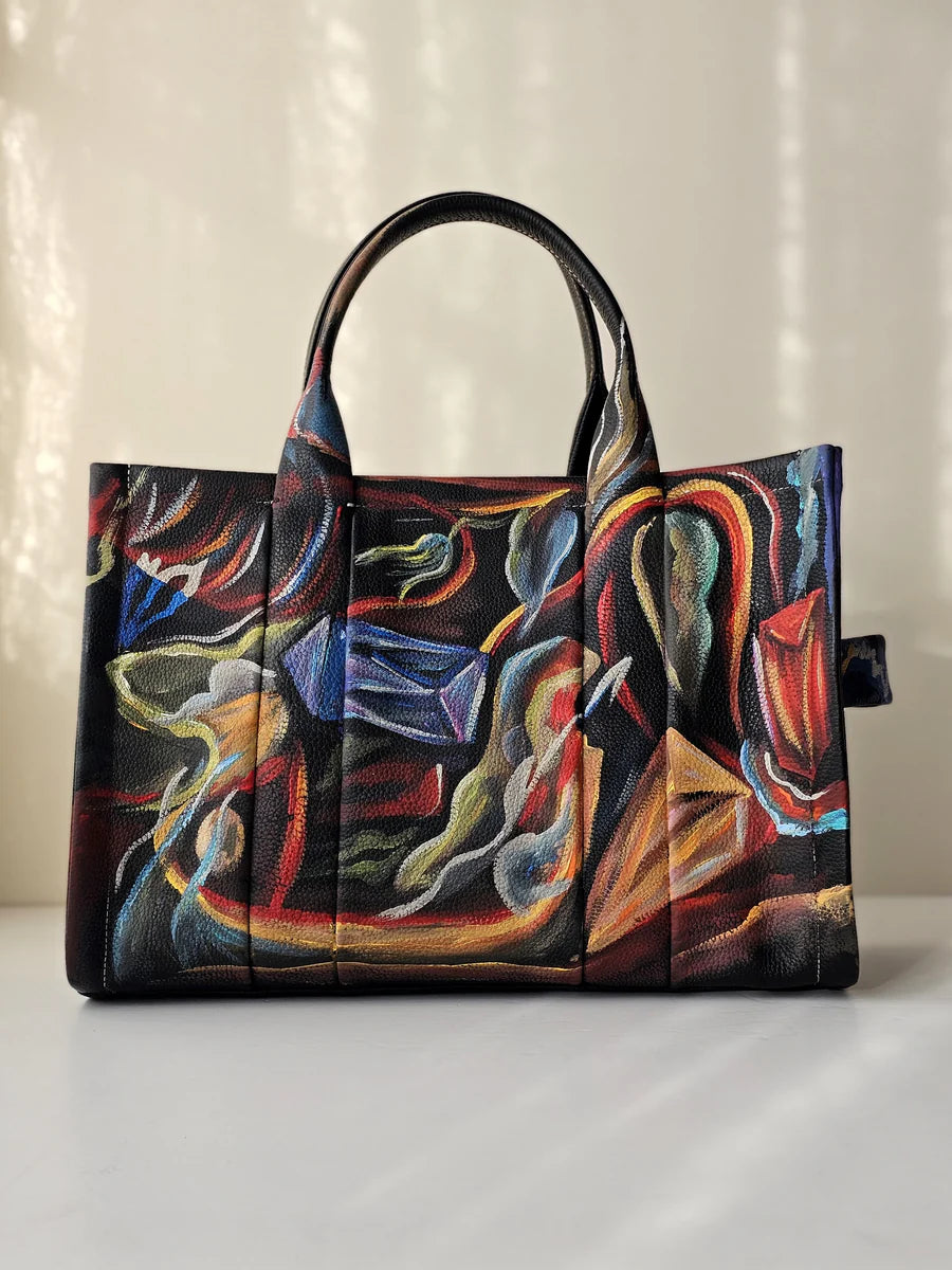Large Tote Bag Black X Multi Color