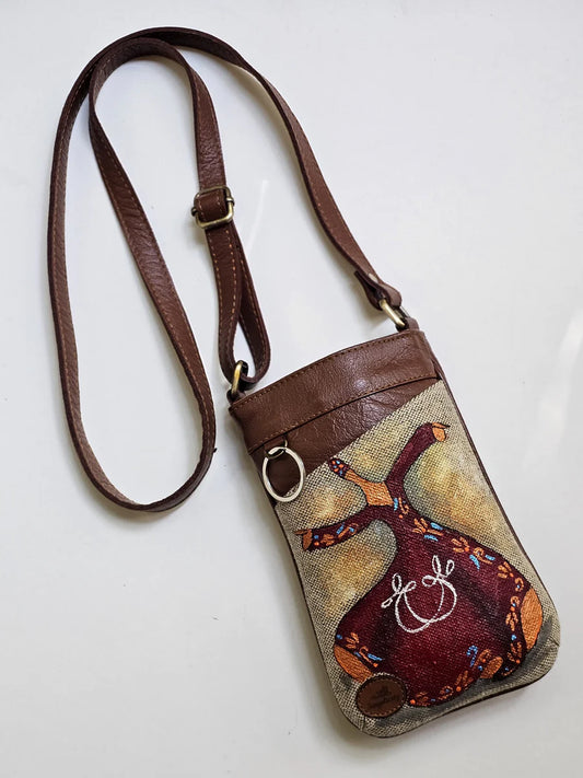 Mobile Cross Bag Beige X Red Tanoura